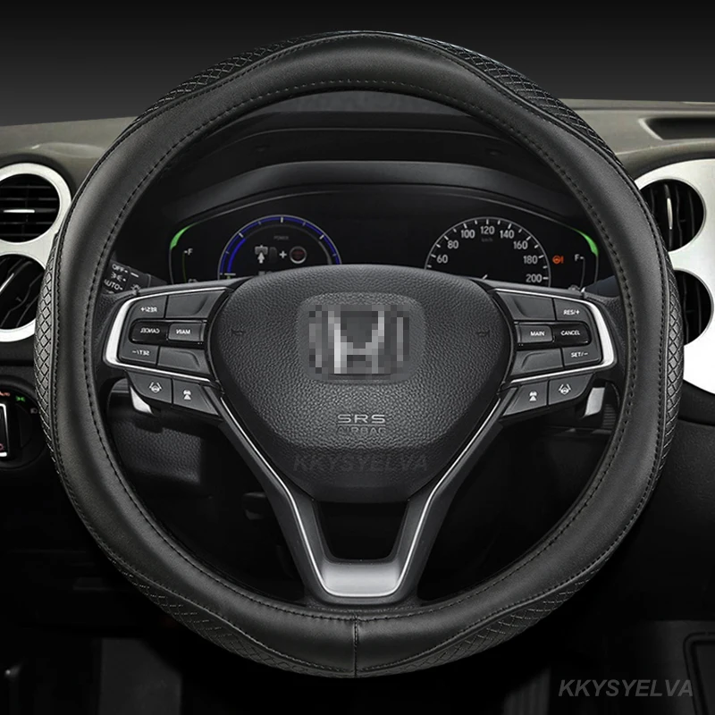 

Genuine Leather 38cm Car Steering Wheel Covers For Honda Accord City Civic Fit Brio CRV HRV XRV Mobilio Odyssey Auto Accessories