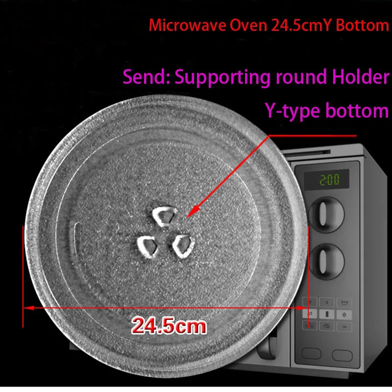 Plateau tournant en verre pour four à micro-ondes, fond en Y, 24.5cm -  AliExpress