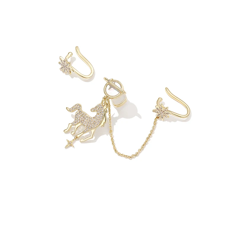 Moveon интегрированные Асимметричные 925 серебряные серьги в виде единорогов простые женские серьги с клипсой для ушей, ювелирные изделия для девушек, ювелирные изделия, подарки