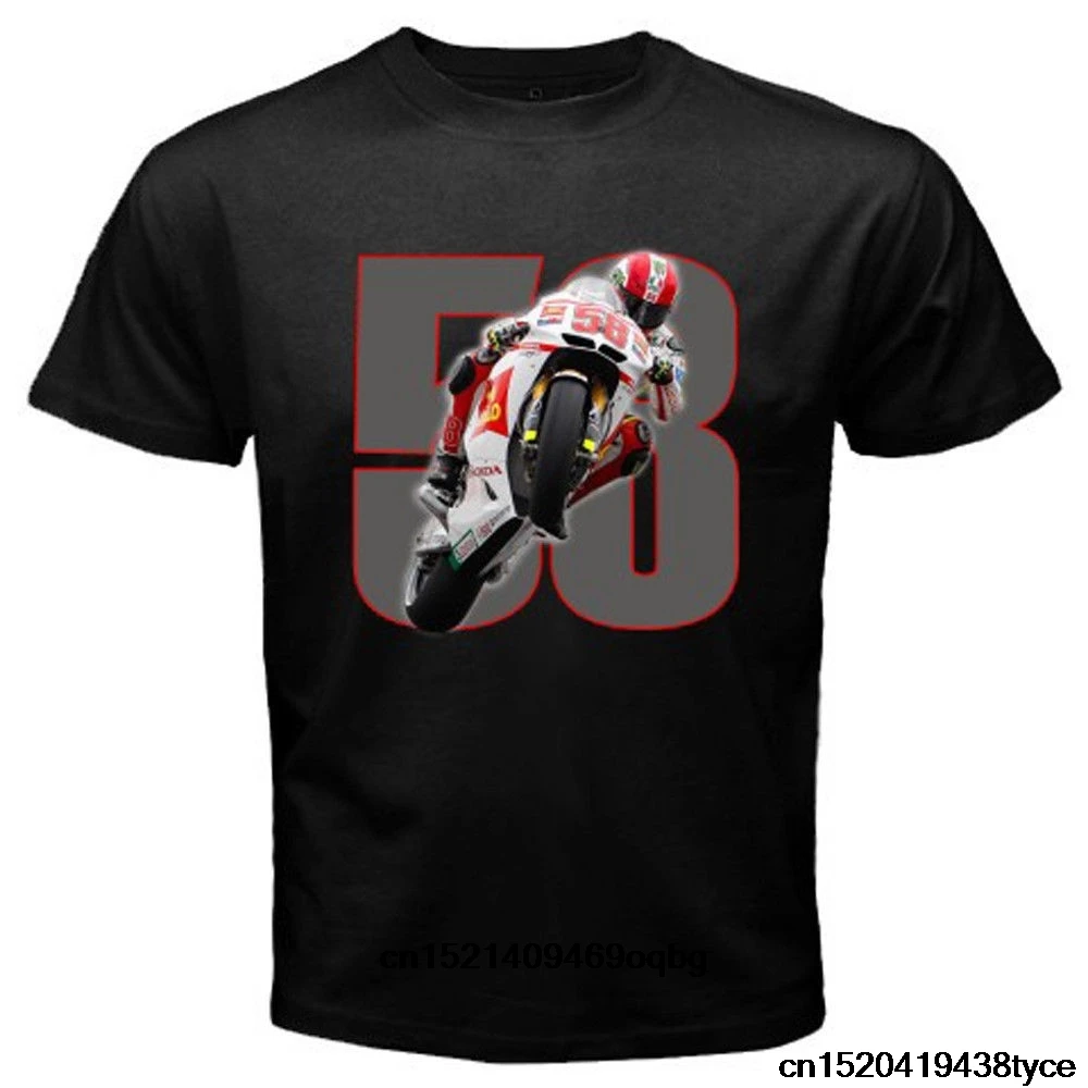 Стильная футболка с короткими рукавами и принтом Новинка Rip Marco Simoncelli Super Sic Rider |
