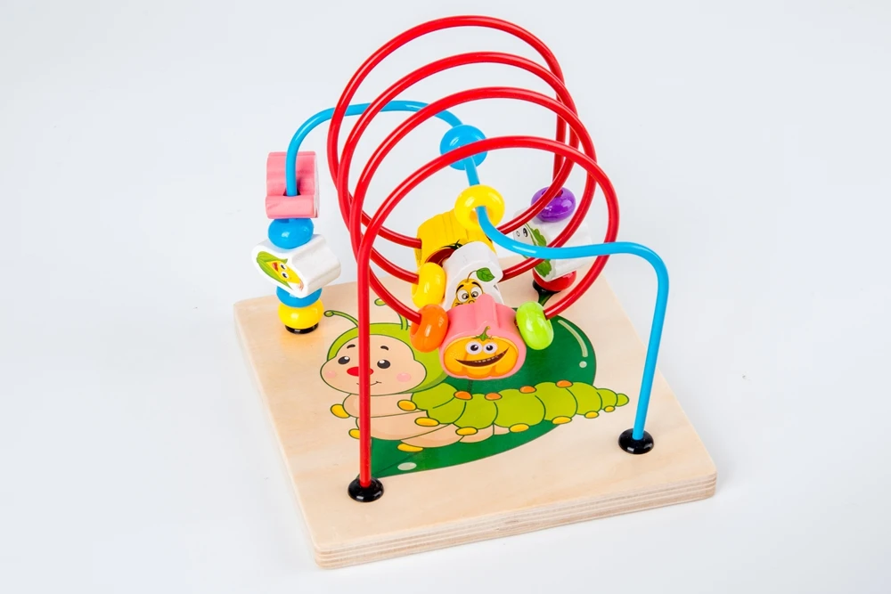 New wooden multi-functional owl surrounded by beaded treasure chest children puzzle early teaching hand-eye coordination toys