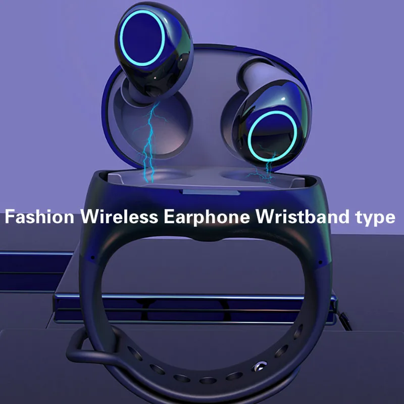 Bluetooth 5,0 беспроводные наушники Портативный Браслет наушники с зарядным устройством шумоподавление smartband наушники гарнитура микрофон