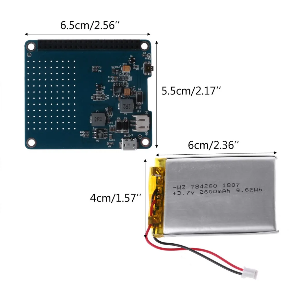 1 шт. UPS HAT Board+ 2500 мАч литиевая батарея для Raspberry Pi 3 Model B/Pi 2B/B+/A+ плата модуль Прямая поставка