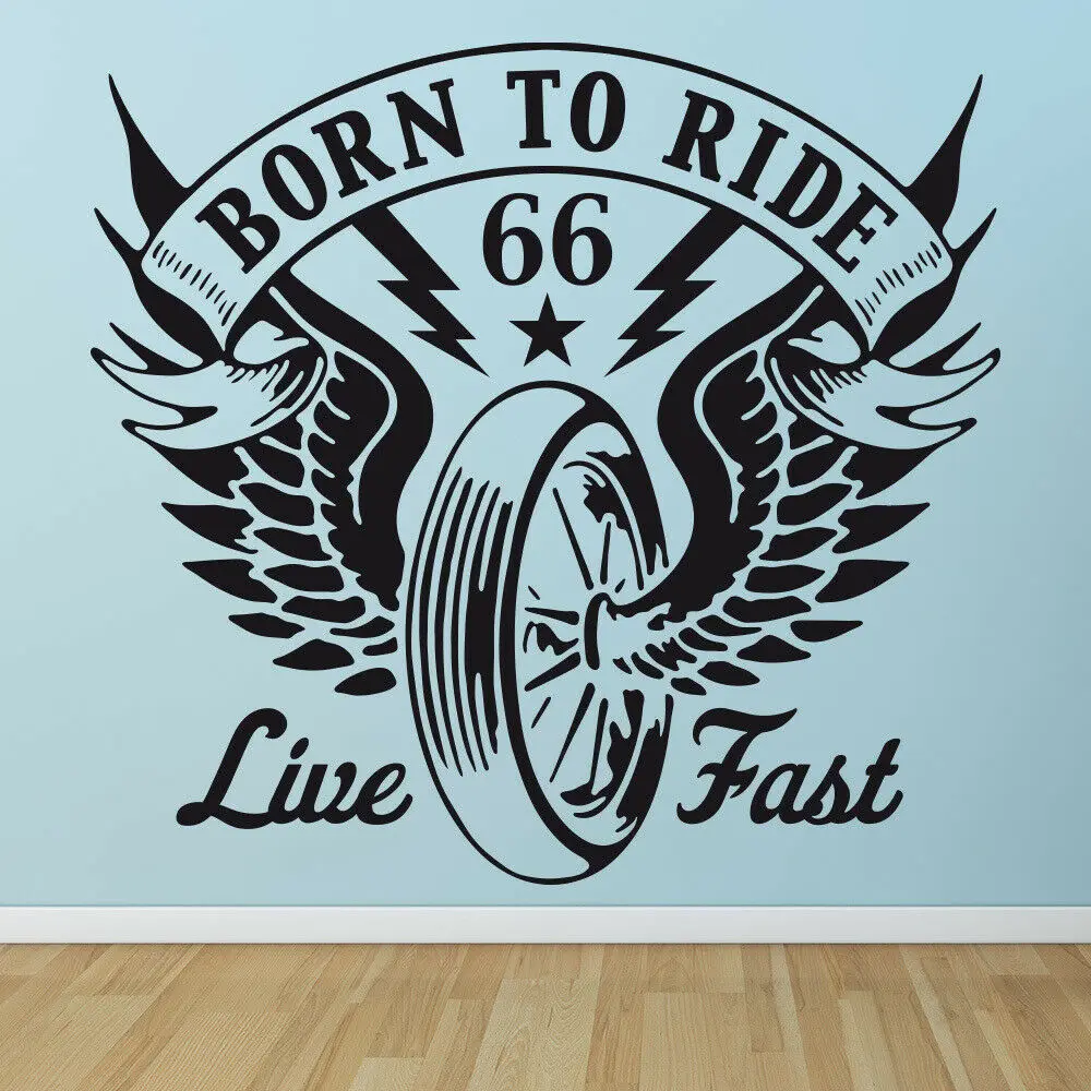 Born To Ride Wings Vinyl Sticker Decal
