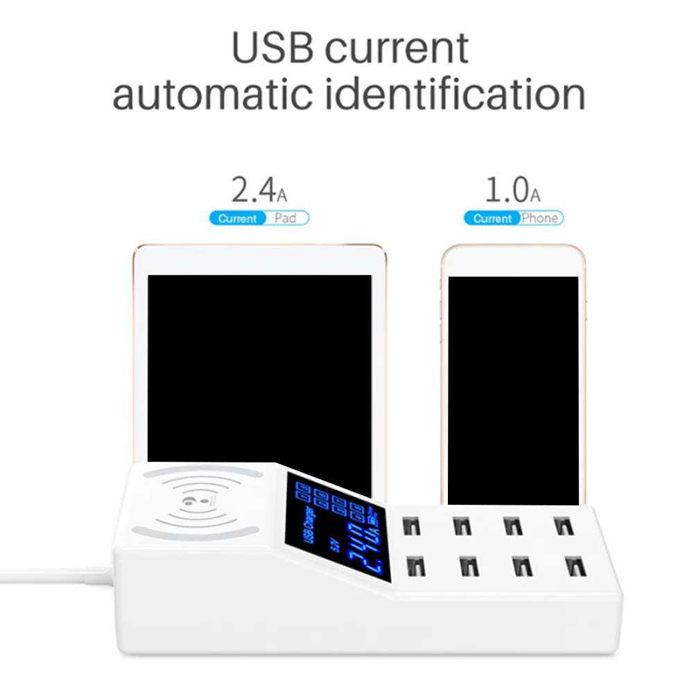 8 портов ABS адаптер питания USB цифровой дисплей Портативный HD беспроводной быстрое зарядное устройство высокий ток практичный широкополосный Офис Дом
