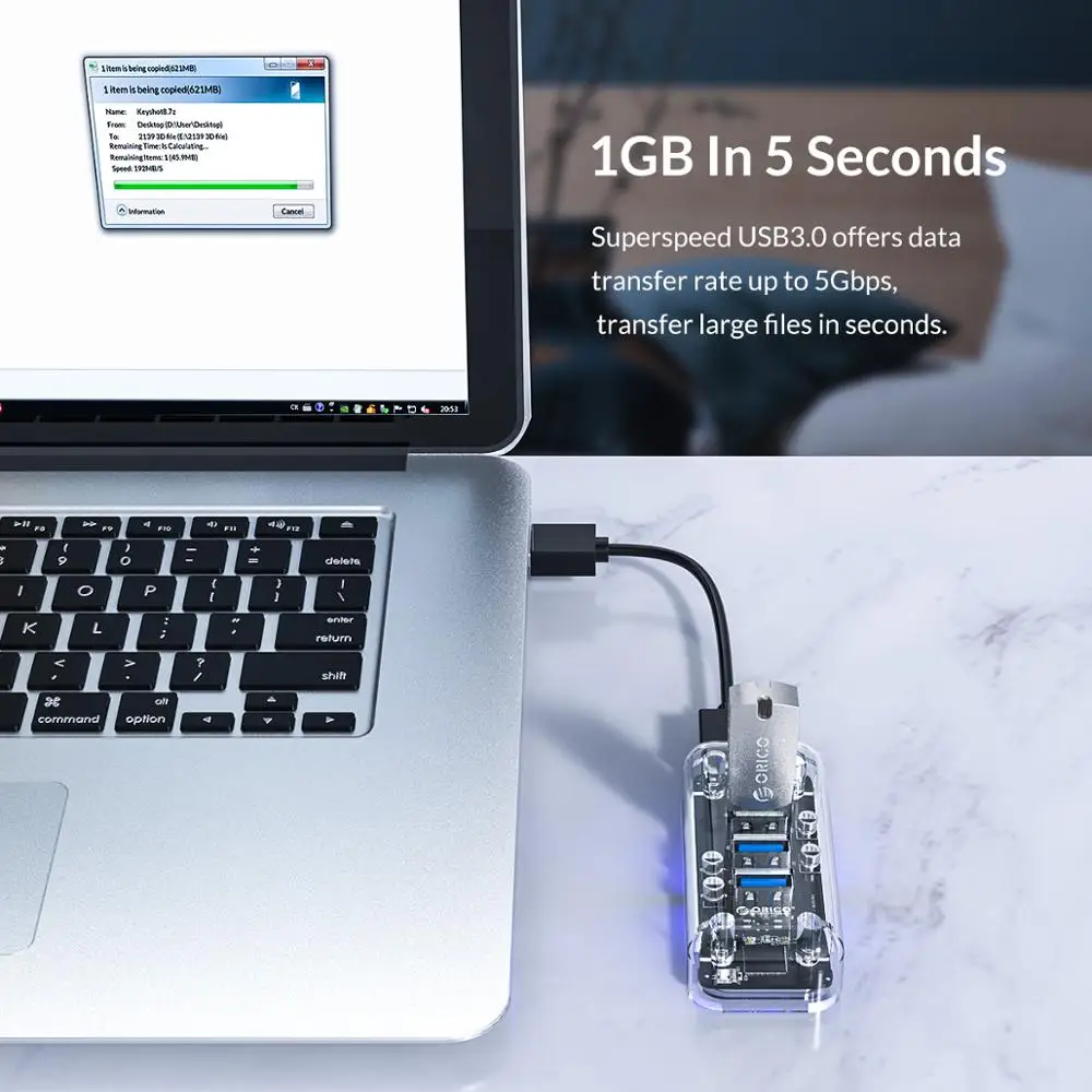 ORICO Настольный Прозрачный USB 3 0 концентратор 4 7 портов 5 Гбит/с Высокая скорость с