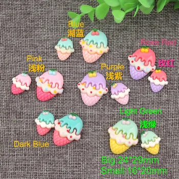 

10Pcs Sweet Strawberry Ice Cream Miniature Fake Food Flatback Resin Cabochons for Hair Bow Scrapbooking Embellishment DIY Crafts