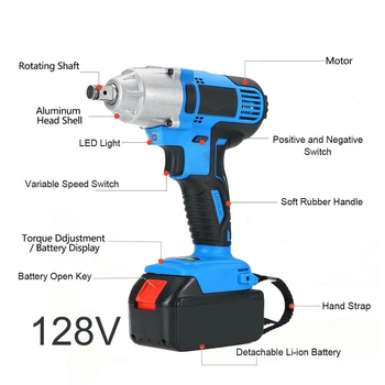 

1/2 Cordless Electric Drill Brushless Impact Wrench Repairing Tool Rechargeabl