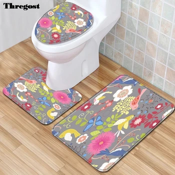 

Thregost 3Pcs/set Bathroom Mat Anti Slip Bath Mat Rugs Kitchen Carpet Doormats Decor Toliet Rug Washable Footmat