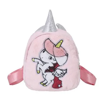 

Unicorns Cartoon School Book Bag Girl Women Fur Backpack Kindergarten Cute Bag Travel Children Schoolbag Kids Gift Book Bag