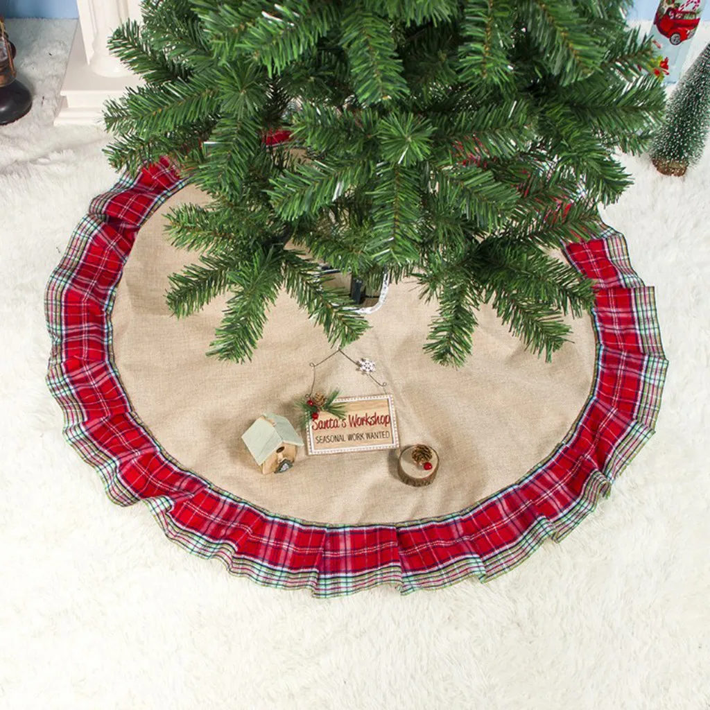 

Christmas Fabric Plaid 100cm Christmas Tree Skirt Christmas Tree Bottom Ornament