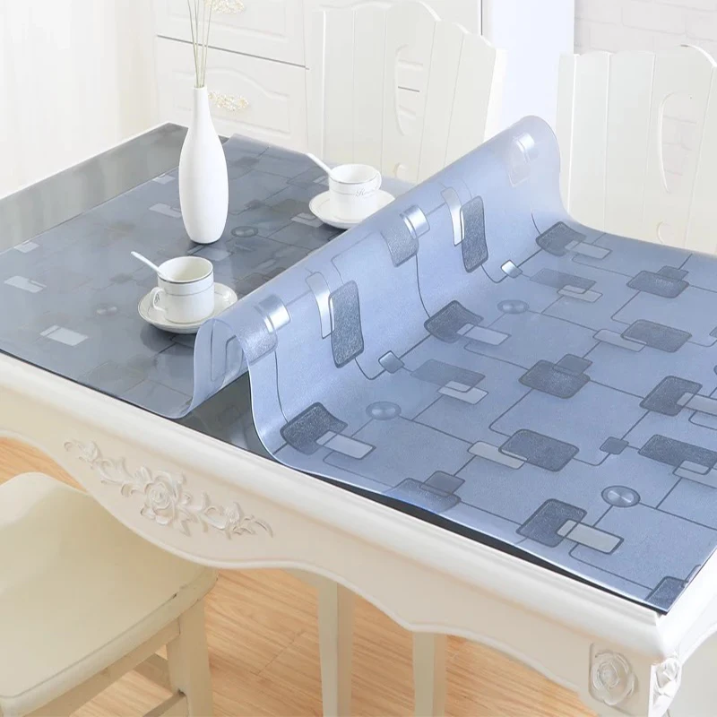 BALLE 1.5mm PVC Transparent Table Cover Protector Desk Pad Soft Glass Dining Tablecloth Top Cover H