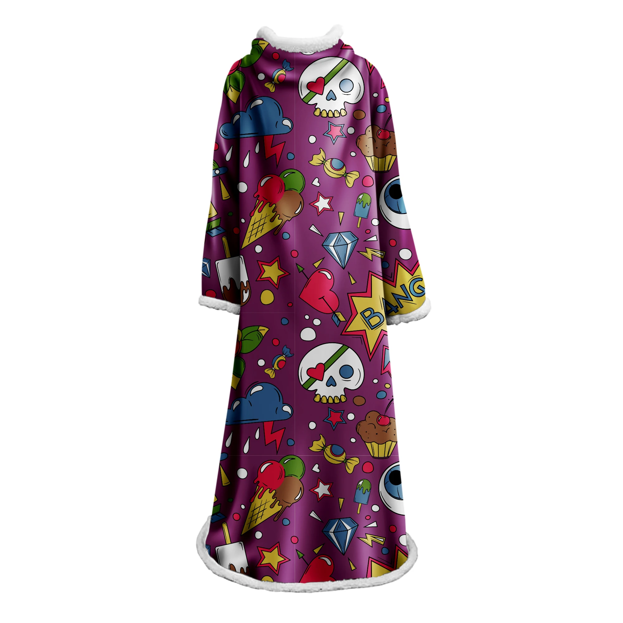 

cat Super Soft Comfy Warm Plush Throw with Sleeves TV Blanket Wrap Robe Cover for Lounge Chair Couch BS9
