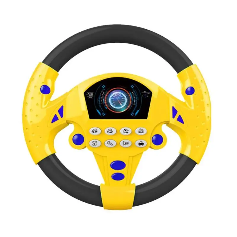 Children Music Steering Wheel Plastic Electric Battery Power Toy Multiple Sound Effects Simulation Copilot Sucker fixed Gift
