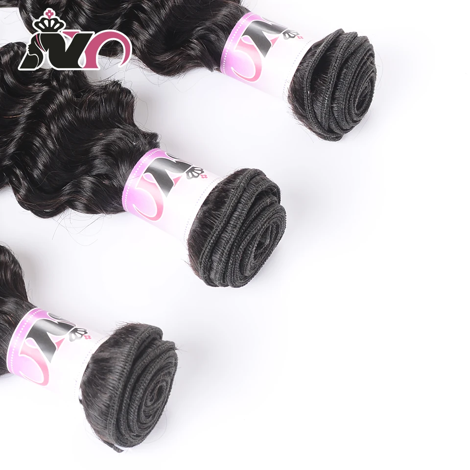 NY Deep Wave Bundles Hair 3 Bundles Deals Brazilian Hair Bundles Non-Remy Natural Color 100% Human Hair Weave Bundles Extension