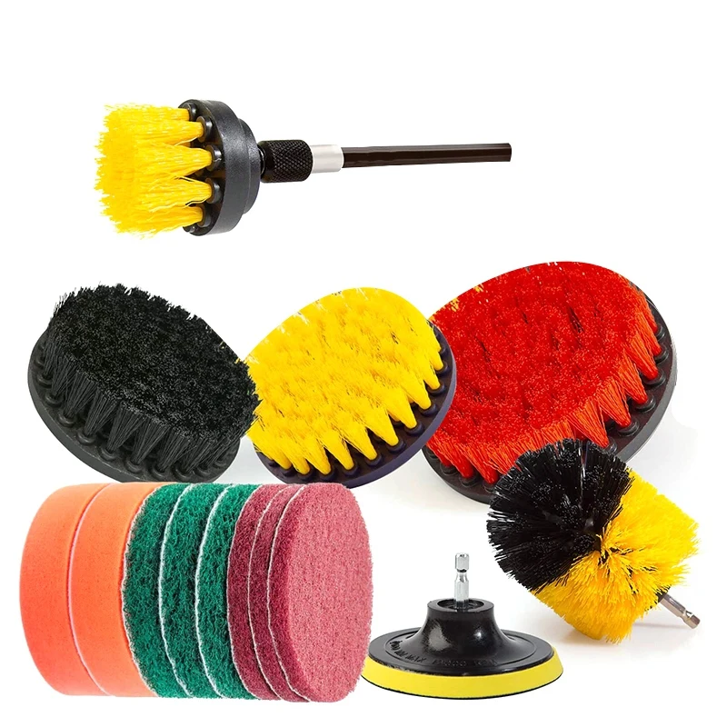 15Pcs Drill Brush Attachments Set Scrub Pads &amp Sponge Buffing Power Scrubber with Extend Long Attachment | Инструменты