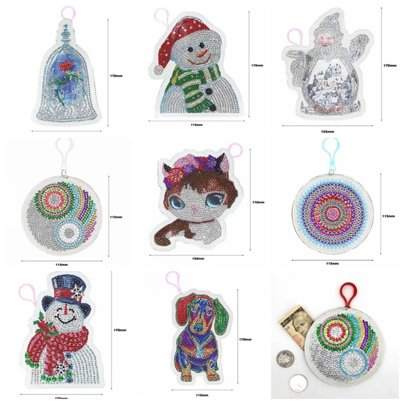 

DIY Full Drill Diamond Painting Wallet Bag Santa Claus Pattern Coin Purse Keychain Pendants Stitch Embroidery Christmas gifts