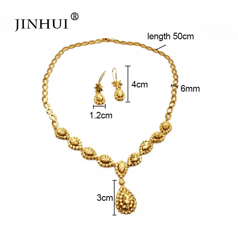 Jin Hui, африканская мода, золотой цвет, ювелирные наборы для женщин, лучшие подарки, вечерние, свадебные наборы, ожерелье и серьги