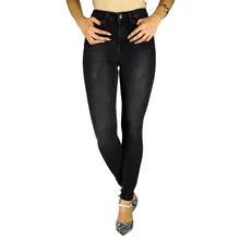 Черные узкие джинсы с высокой талией