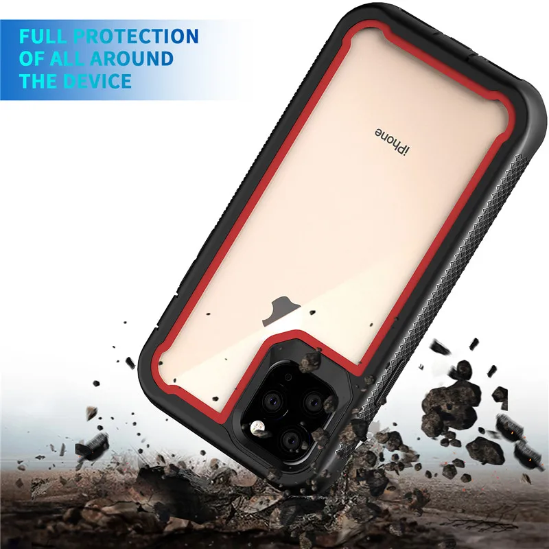 iPhone 11Promax 6 8 7 Plus X XR XSMAX Front&Back 360 Full Body Protection Case Colorful TPU Bumper Hybrid Armor Mobile Phone Bag