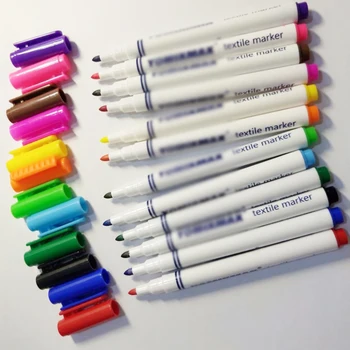 

12 Colors Fabric Textile T-Shirt Marker Pens Shoes Clothes Painting Pens Durable Textile Markers Fabric Paint Pens Arts Crafts