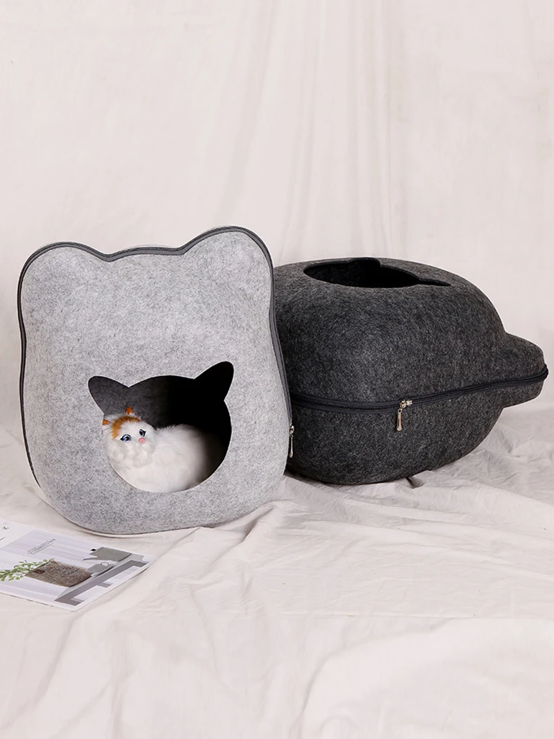 Кошка кровать пещера спальный мешок молния кошка форма войлочная ткань кошка гнездовая корзина дом для кошек маленькие товары для животных, собак