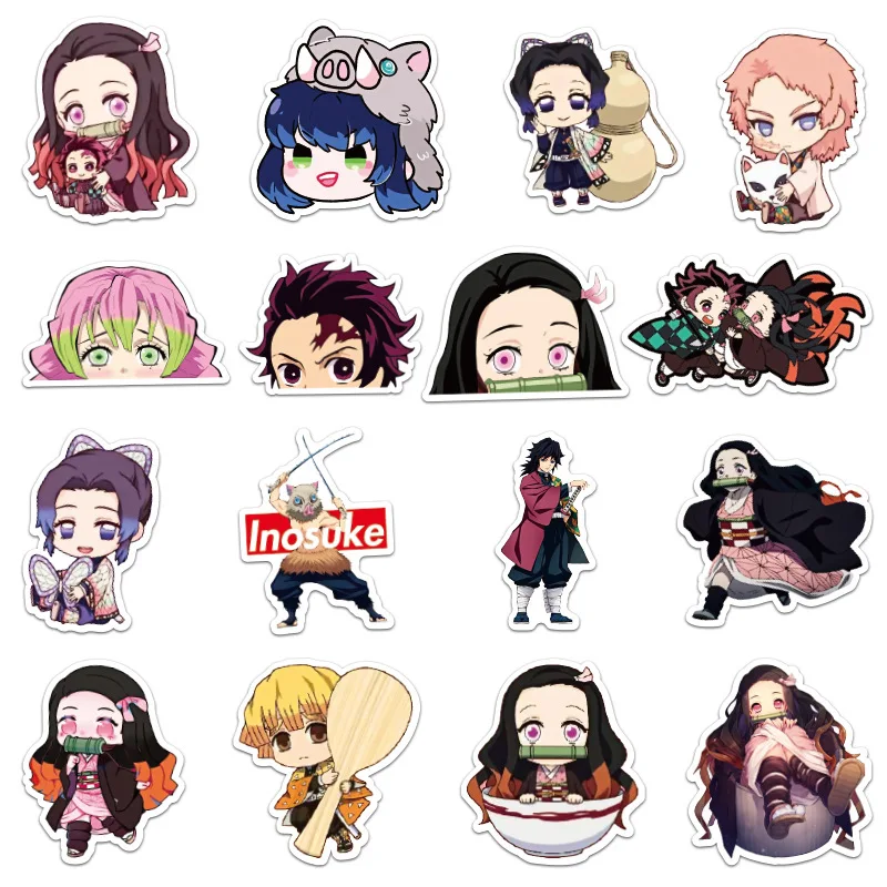 50 100pcs demon slayer stickers kimetsu no yaiba anime sticker for laptop car motocycle guitar tanjirou nezuko decals stickers sticker aliexpress