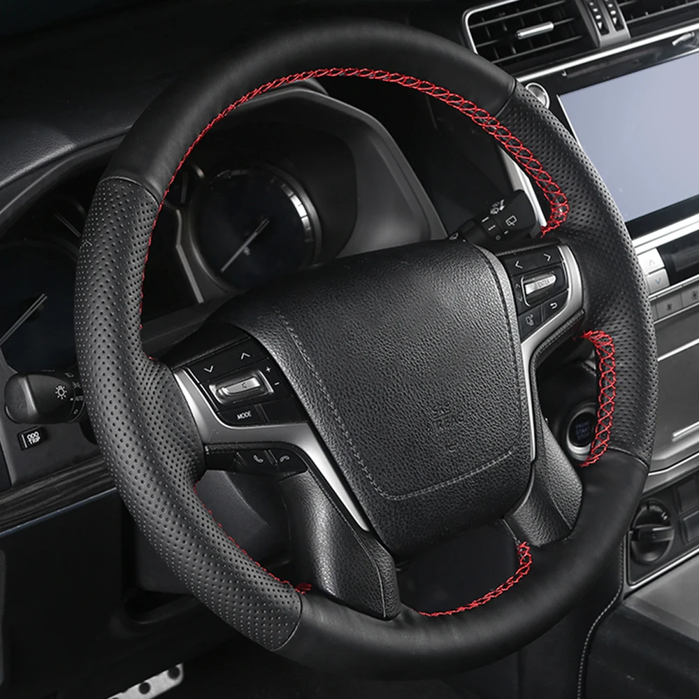 Carманго Чехлы рулевого колеса автомобиля кожа с иглой и резьбой внутренний аксессуар для Toyota Land Cruiser Prado 150 J150 2700