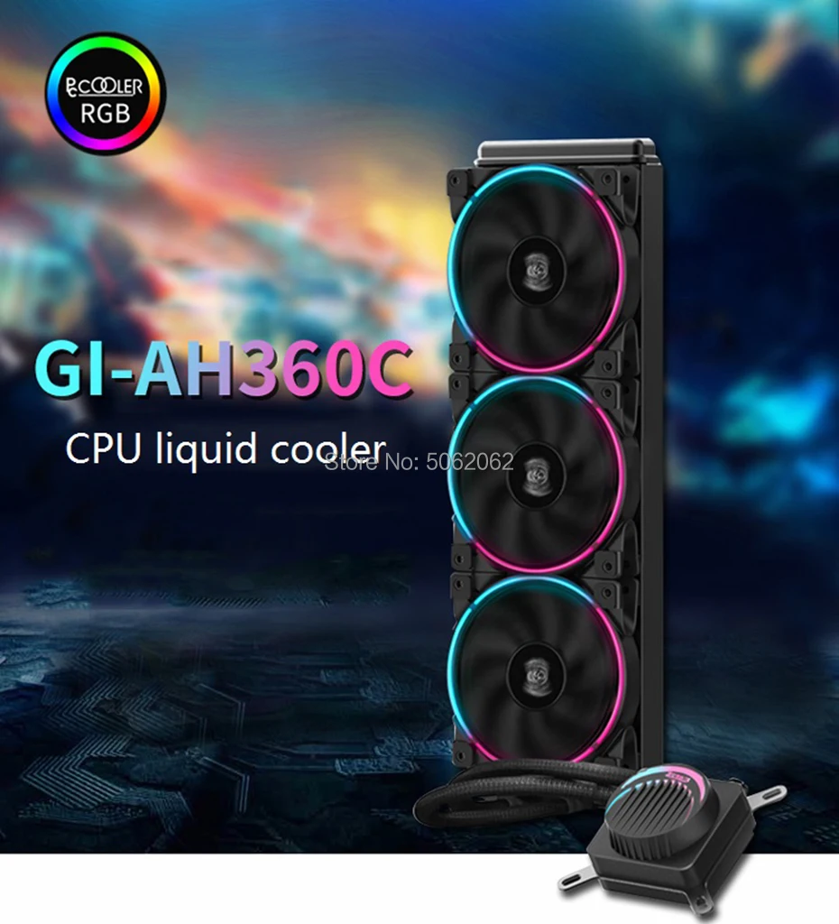 Pccooler GI-AH360C AH280C cpu кулер для воды 120 мм HALO вентилятор RGB для AMD AM4 AM3 intel 2011 2066 115X cpu Радиатор жидкого охлаждения