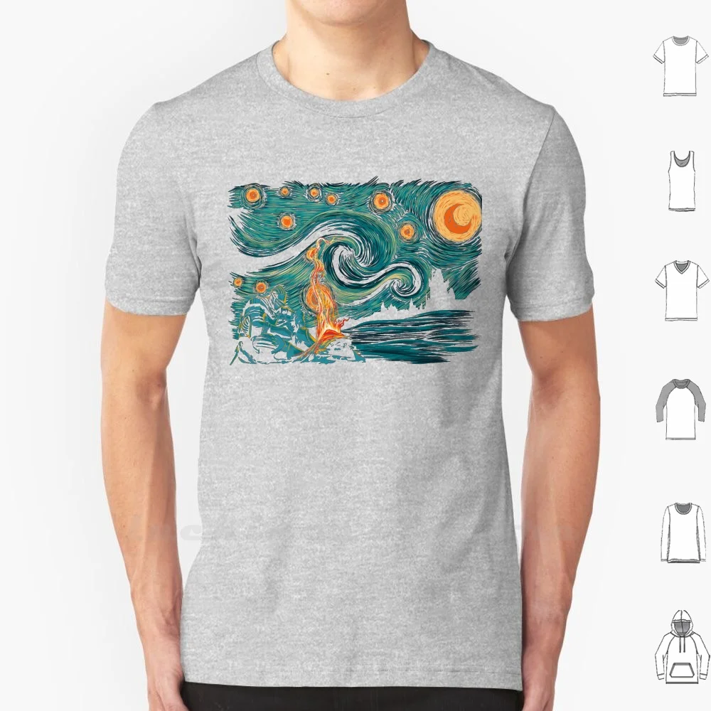 Maglietta Starry Souls 6Xl Cotton Cool Tee Starry Night Van Gogh Dark Gaming Videogiochi Knight