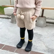 Осень-зима, плотные шорты из овечьей шерсти для маленьких девочек, милые теплые повседневные шорты из берберского флиса для девочек