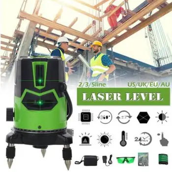 

New Infrared Ray Level 5 Line Self-leveling Infrared Ray Rotary Tool With 360 Rotating Base Green Beam Vertical Horizontal Lines