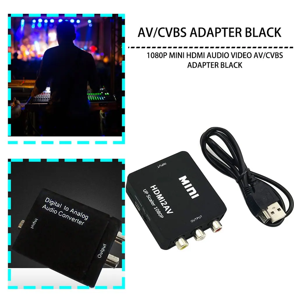 Мини 1080P HDMI VGA в RCA адаптер конвертер VGA2AV/CVBS конвертер разъем с аудио для ноутбука ПК для HDTV проектора