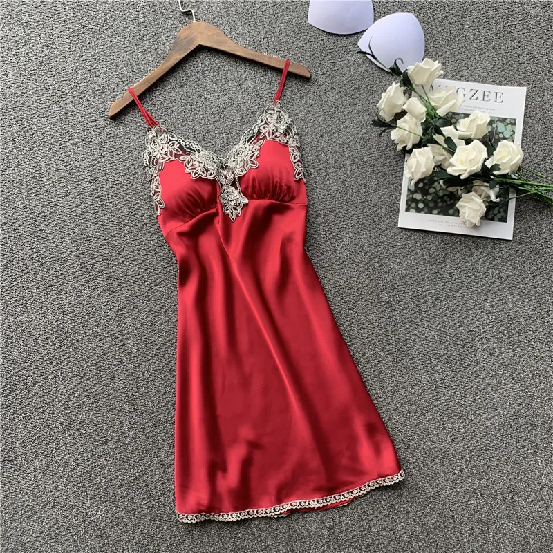 

2020 Summer Women Satin Nightgowns Sleeveless Sleepshirts Nightshirts Sleepwear Sexy Spaghetti Strap Silk Nightdress