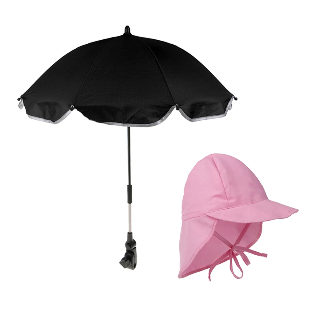 Kids Toddlers Sun UV Protective Summer Hat & Pram Parasol Stroller Umbrella
