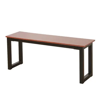 

2pcs Simplistic Iron Frame Dining Benches Teak Color