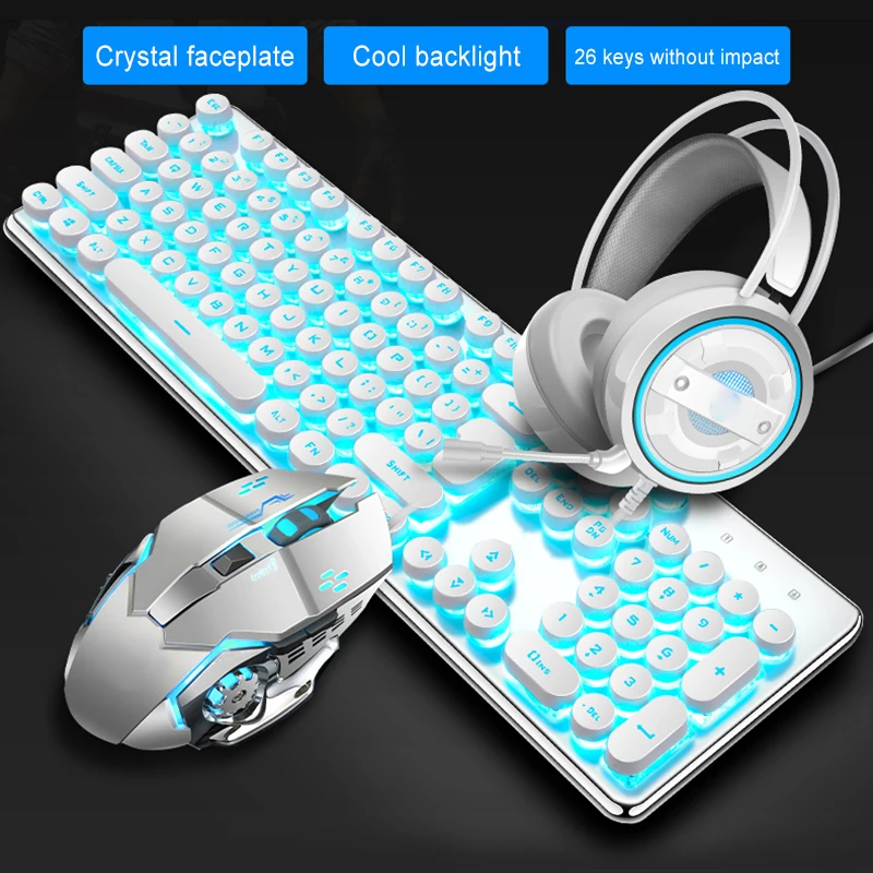 

2019 Hot Mechanical USB Wired Keyboard Mouse Combos Backlit Gaming Keyboard Mice Set with Crystal Panel For DOY