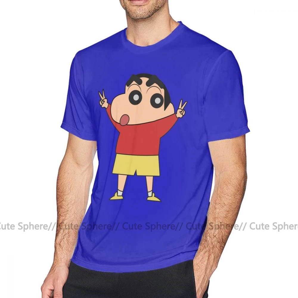 Футболка Shin Chan, футболка Shin Chan For President, футболка с коротким рукавом большого размера, хлопковая Милая повседневная мужская футболка с принтом - Цвет: Blue