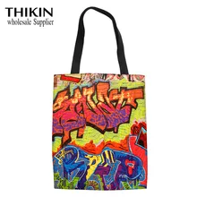 THIKIN женская сумка на плечо с цветным рисунком граффити, Модные женские повседневные сумочки, Повседневная Сумка-тоут для девочек, женская сумка на плечо