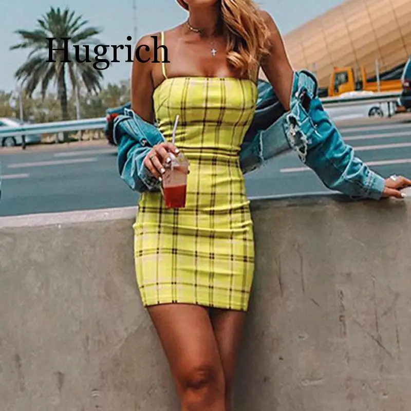 

Summer Beach Plaid Cami Dress Women 2020 Sexy Casual Mini Sundress Sheath Slim Short Dresses Retro Sukienki Vestido Robe Femme