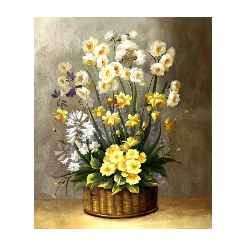 

KOWELL 100% Handpainted Classic Flower Oil Painting On Canvas Art Gift Home Decor Living Room Wall Art Frameless Picture