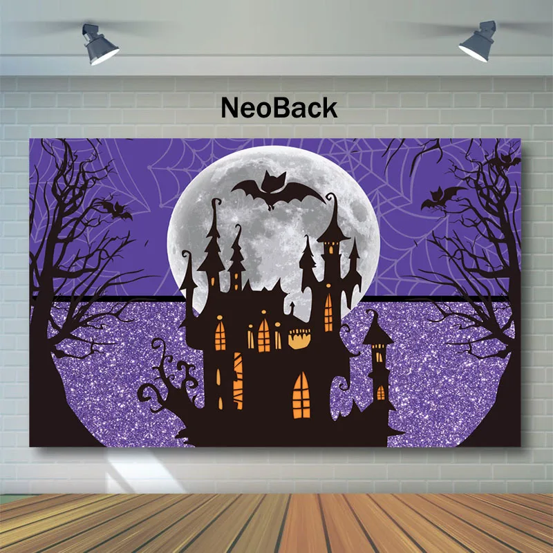 Mocsicka Halloween Backdrop Forest Old Trees Horror Castle Photo Background Bat Spider Web Kids Children Night Party Backdrops |