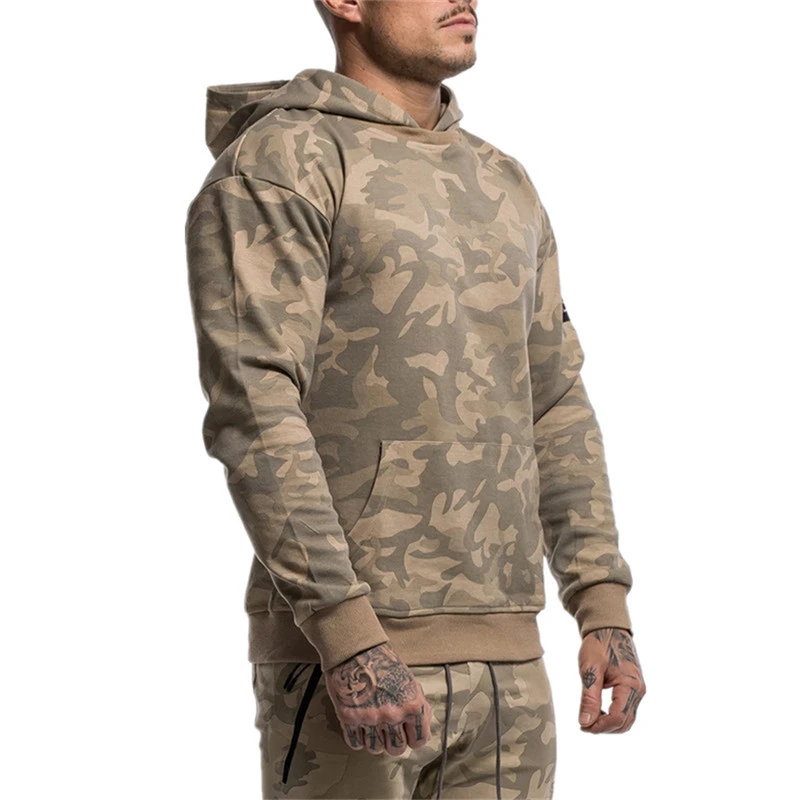  YEMEKE New Fitness Hoodies Men Autumn Fashion Brand Fashion camouflage Sportswear Sweatshirt Men's 