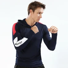 Топ для бега, для мужчин, для тренировок, с капюшоном, спортивные рубашки, быстросохнущие, для тренировок, для мужчин, для занятий фитнесом, футболка, спортивные толстовки с длинными рукавами, Джерси