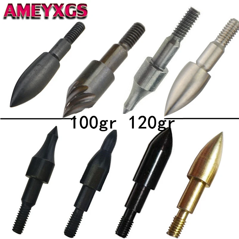 

12pcs 100/120Gr Archery 8-32 Arrow Point Tips Screw in Broadhead Arrowhead Carbon Glassfiber Arrows Shooting Hunting Accessories