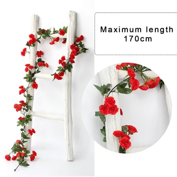 

SHABBY CHIC ROSE GARLAND FLOWER VINTAGE STYLE 170CM WEDDING STRING BEDROOM Silk Cloth Iron Wire Wall Decoration Interior Decor