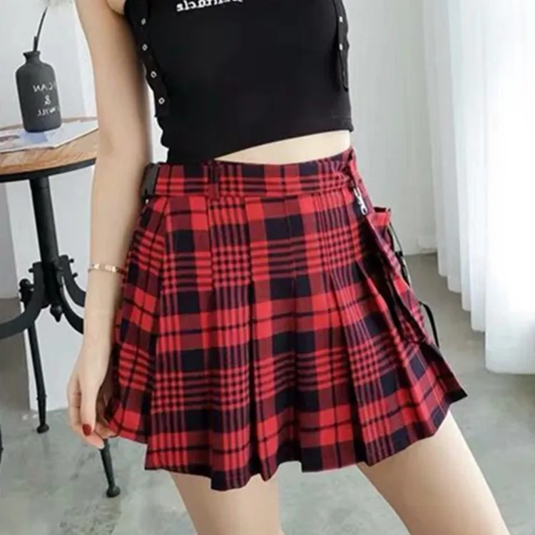 

Plaid Skirt Women's 2019 New Style Europe And America College Style Plaid Pleated Skirt High-waisted Slimming Skirt Short Skirt