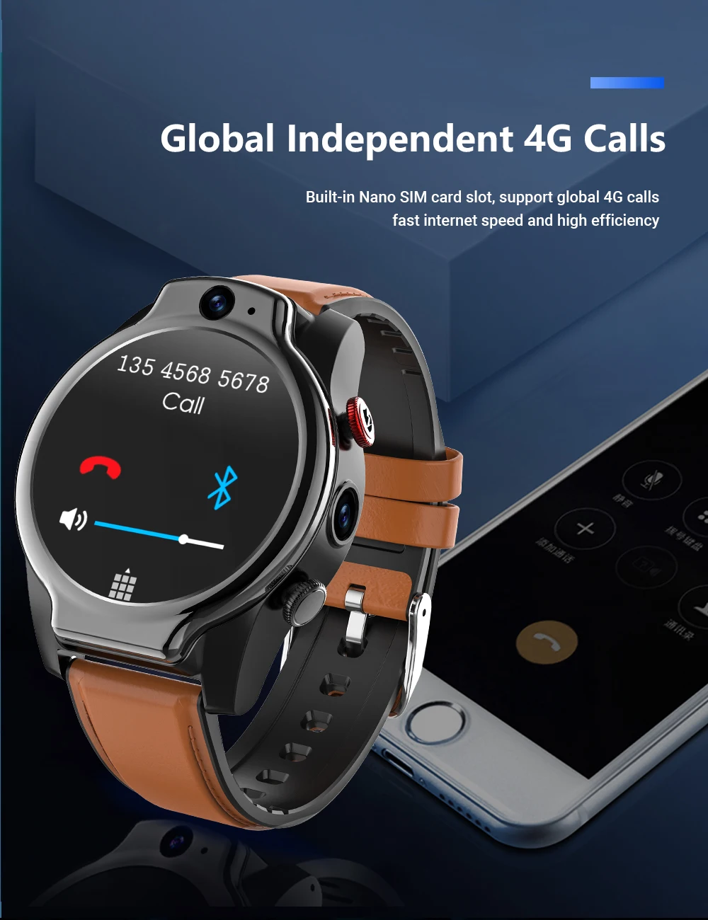 Original LEMFO LEM14 Smartwatch Android Dual Camera Smart Watch Bluetooth GPS Calorie Count Heart Monitor 50M Waterproof for Men