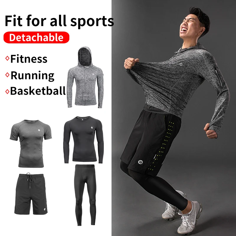 ROCKBROS Tuta da uomo Palestra Fness Corsa 5 pezzi/set