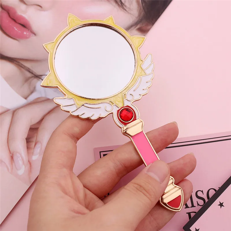 Мультяшное Cardcaptor Sakura симпатичное зеркало для макияжа, косметическое металлическое высококачественное зеркало для макияжа, ручное крепление, зеркала для путешествий, для поклонников девушек и девушек